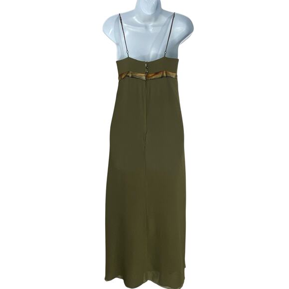 VIntage Betsey Johnson Olive Green Silk Dress Gown Size 2 - Picture 6 of 15